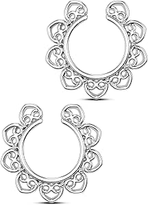 Amazon.com: COCHARM 2pcs Filigree Fake Nipple Rings Fake Nipple