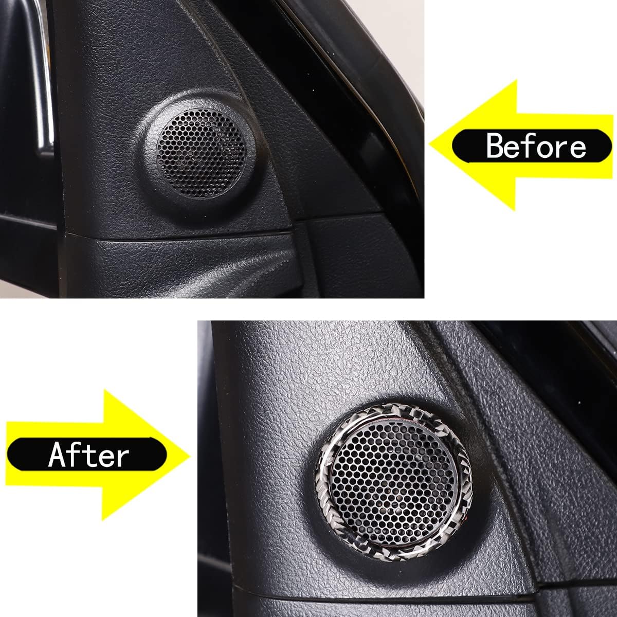 Soft Real Carbon Fiber Door A-Pillar Speaker Ring for Tundra 2007-2013 Speaker Trim Ring Interior Accessories-6Pcs