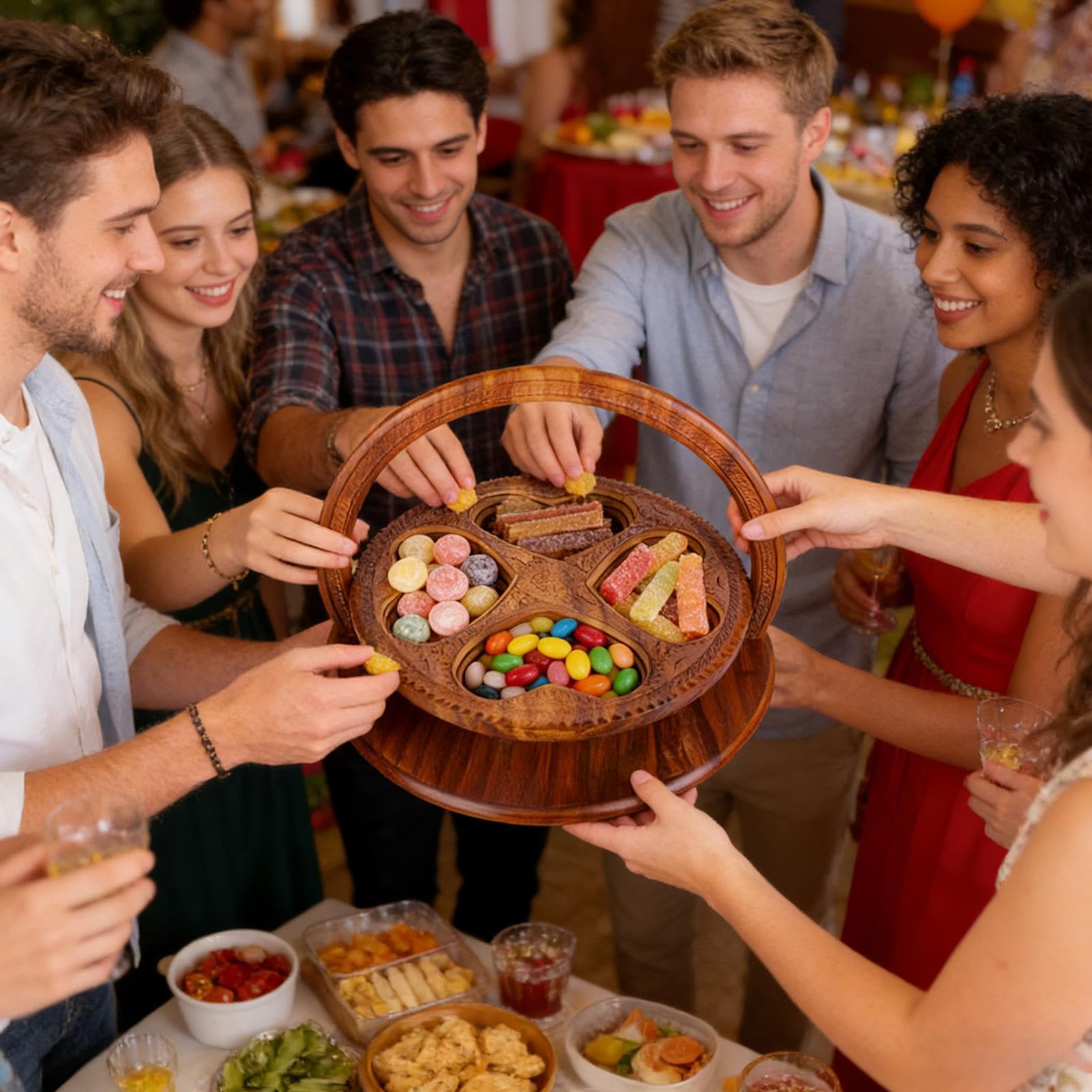 in Legno Pieghevole Realizzato in Legno Per Dolci e Snack | Cesto Noci Da Tavolo Per Snack Casa Cucina Soggiorno Camera Da Studio Appartamento Ufficio Tavolo Da Pranzo
