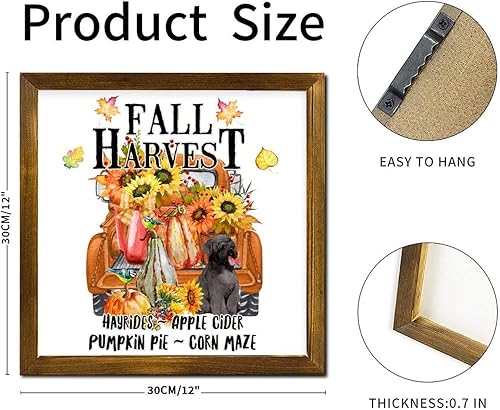 Miniatura 2 de Fall Harvest American Bully Dog Sunflower Truck Wood Framed Signs Harvest Thanksgiving Wood Wall Art Farmhouse Wood Hanging Sign Decor for Front