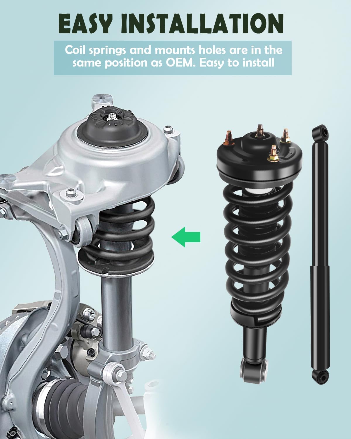 SCITOO Front and Rear Shock Absorber Assembly Fit for 2009-2012 for Ford for F-150, Complete Shock and Strut Assembly Kit Fit for 171140 911262 4PCS
