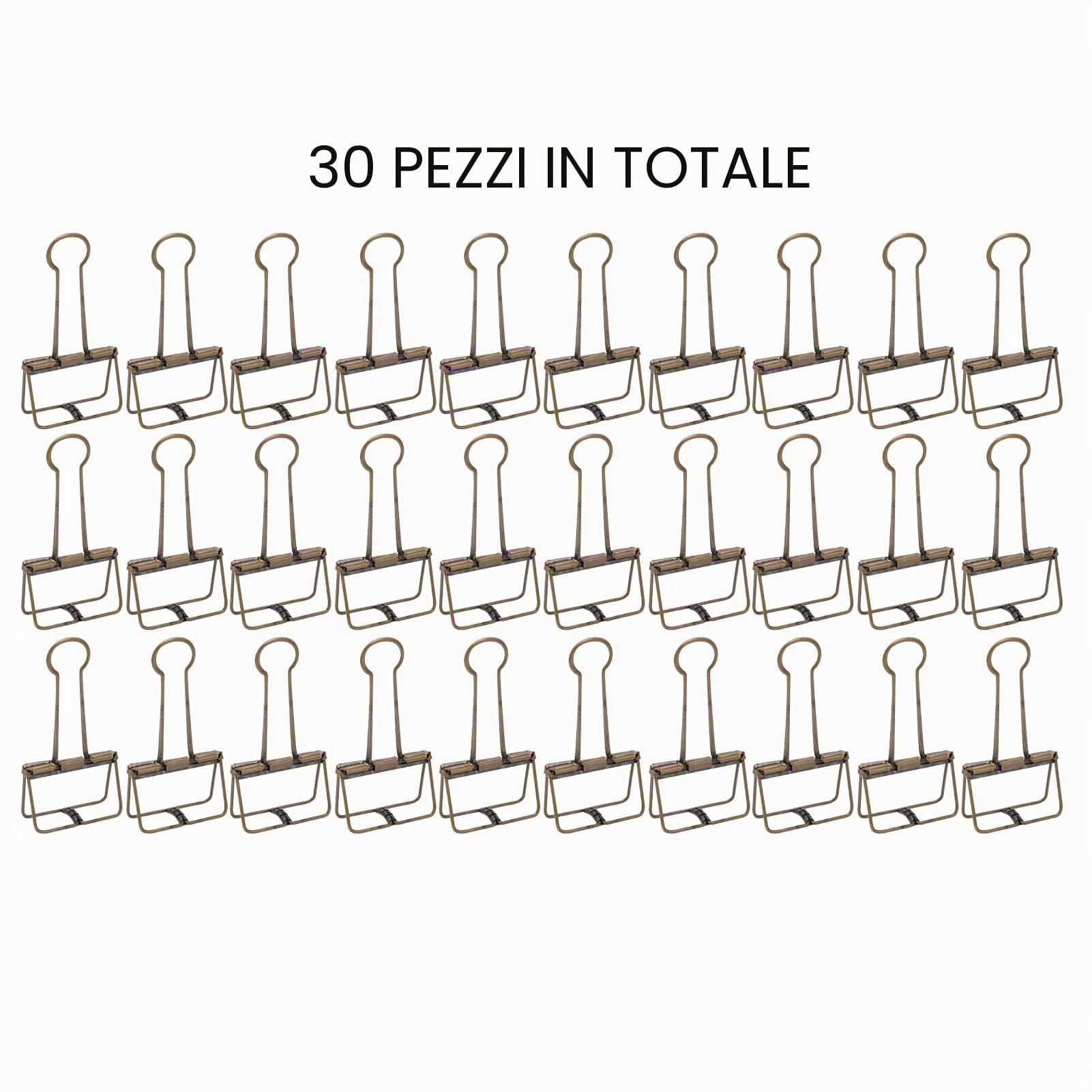 30 Pezzi Clip Fermacarte in Filo Metallico, 51x95mm Clip per Raccoglitori Multiuso da 2 Pollici Scavate per La Carta per Ufficio Scolastico a Casa(Bronzo)