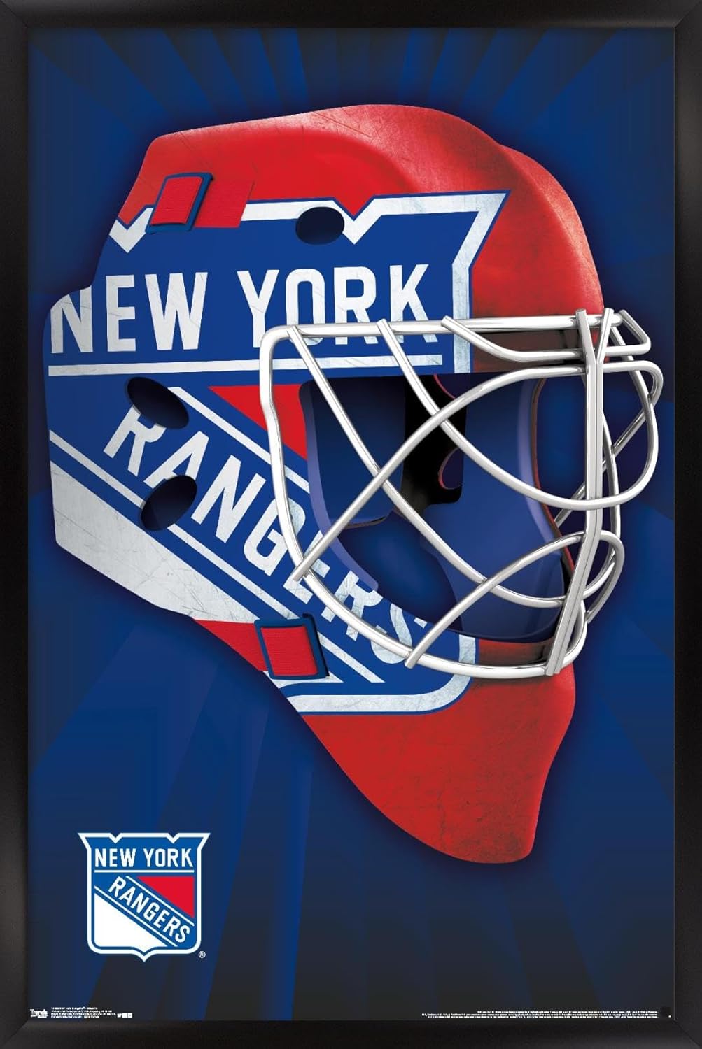 Trends International NHL New York Rangers - Mask 16 Wall Poster, 22.375" x 34", Black Framed Version