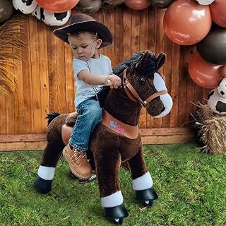 PonyCycle Model U Ride-On Horse Toy for Ages 4-7: 36" Walking Pony with Brake, Chocolate Brown - Kid-Powered Exercise Fun