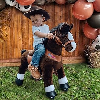 Ride on Horse Toy Walking Rocking Horses Classic Model U (with Brake/ 36" Height/Size 4 for Age 4-7 Boy Gifts) Ride Horse Giddy up Pony Animal Toys Chocolate Brown Ux421