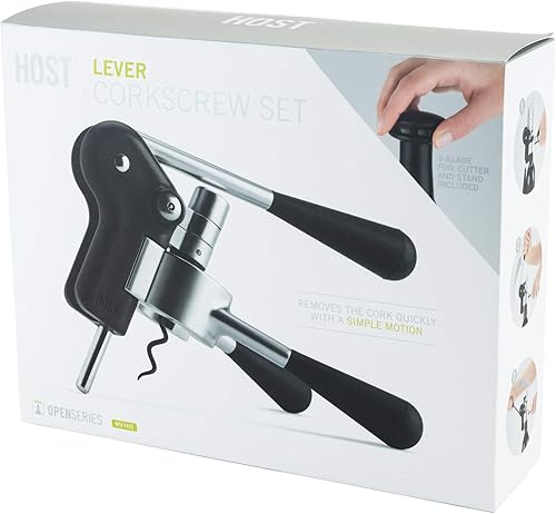 Miniatura 8 de HOST Sacacorchos de palanca, asas suaves al tacto, cortador de lámina de 3 cuchillas