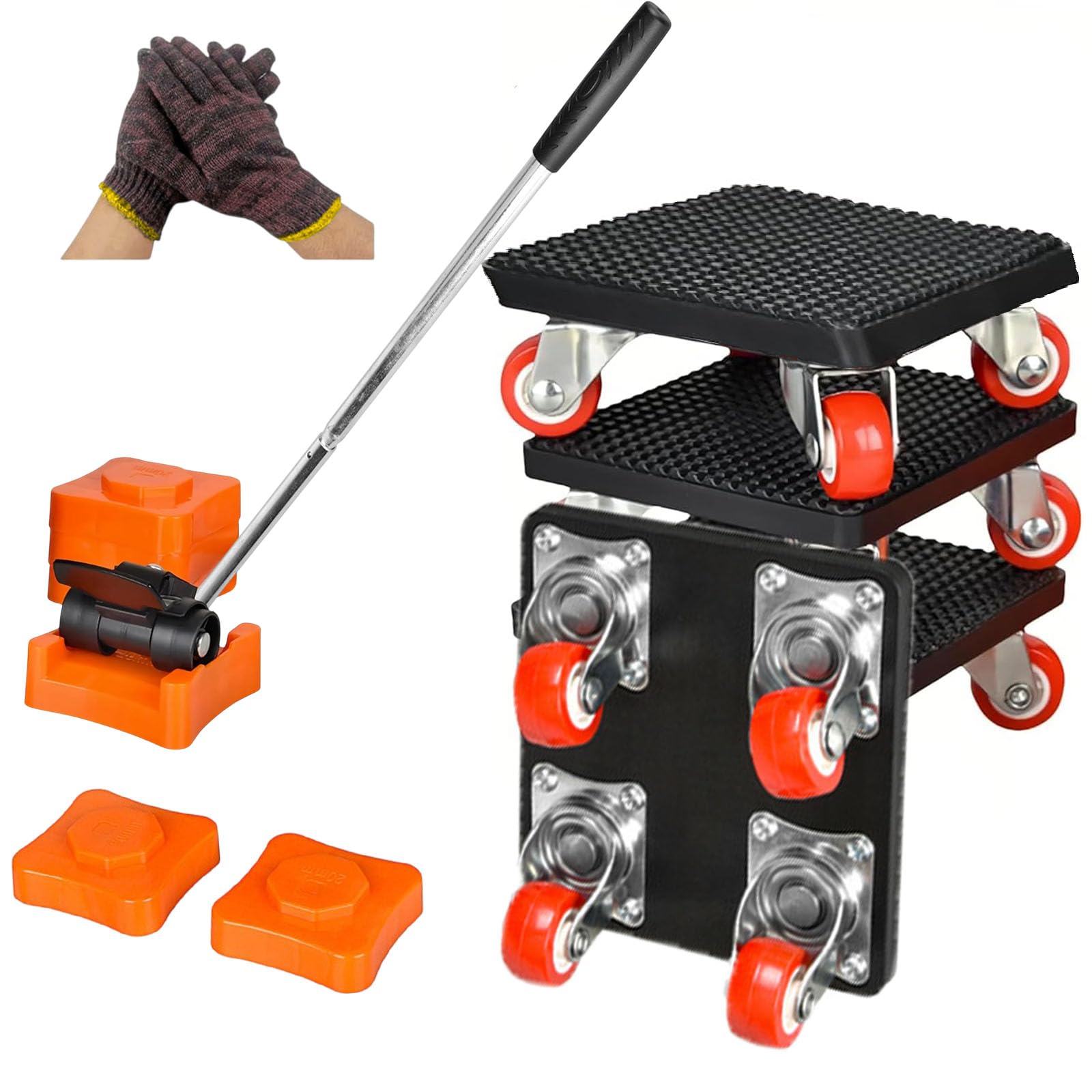 Caossuixin Furniture Movers with Wheels & Lifter Set, Heavy Duty Furniture Lifter Sliders Tool, 360° Rotation Wheels Dolly