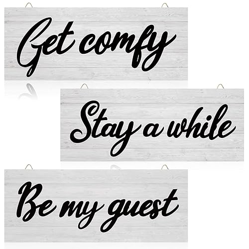 Maitys 3 Pcs Guest Room Decor, Get Comfy Wall Sign
