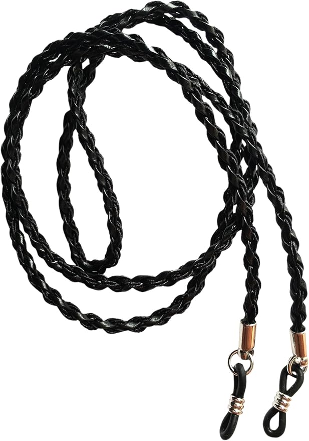 EyeWearStraps NEW Black Faux Leather Braided Sunglasses Glasses Neck