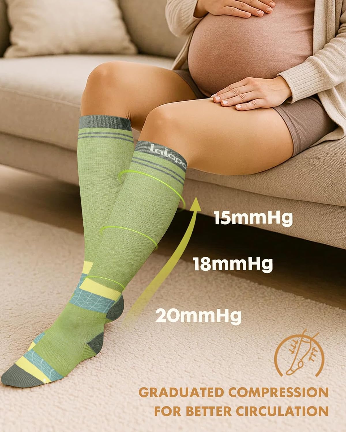 Thick Soft Cotton Compression Socks for Women Men 15-20mmHg Knee High Breathable Cotton Socks for All Day Comfort - Image 5