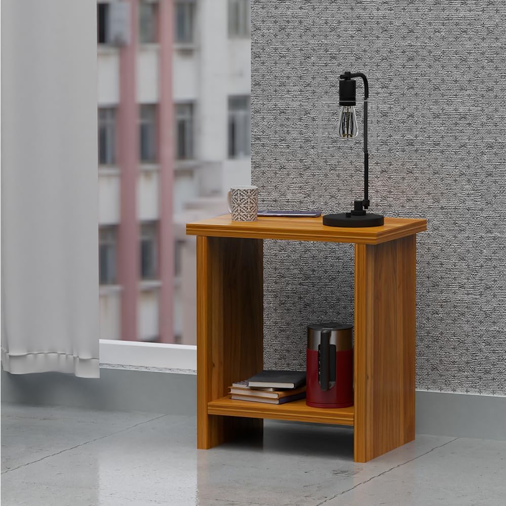– Mahmayi Modern Night Stand Table, Side Table with Sturdy Legs for Elegance and Functionality Ideal for Home, Living Room, Office - Light Walnut