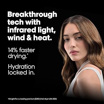 AirLight Pro Hair Dryer - Augmented with Infrared Light, Tested on All Hair Types, Fast Drying Without Damage