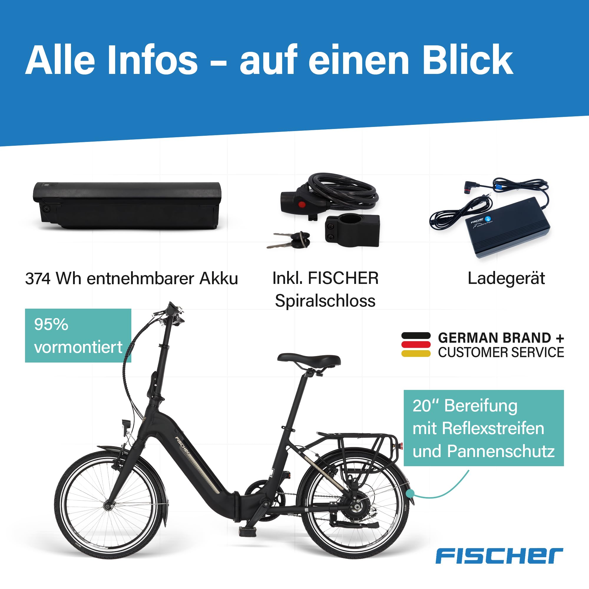 Fischer Uniseks Agilo 2.0 62376 Rower Elektryczny, Czarny Mat, 36cm - 374Wh