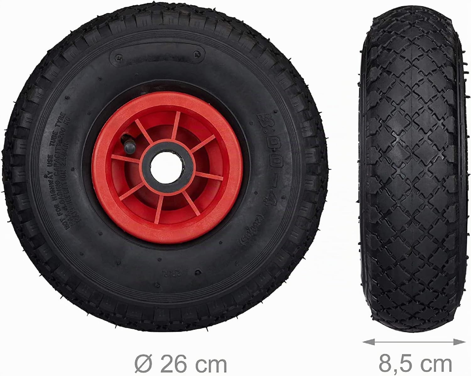 Kippen 1637X - Par de Ruedas Neumáticas Dimensiones: 3.00-4 (260x85mm.)