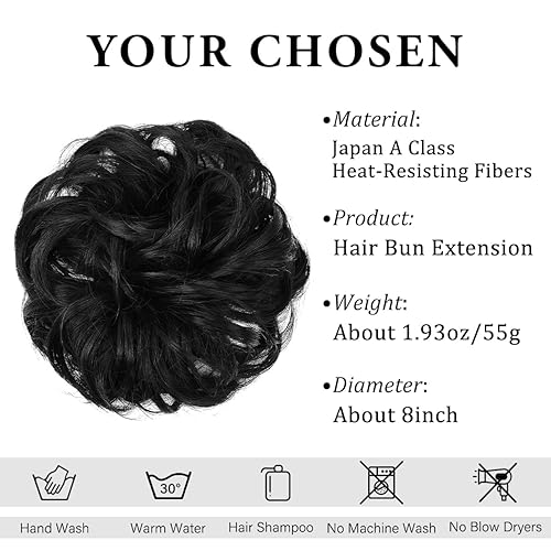 Miniatura 72 de CJL HAIR - Extensión de cabello grueso, ondulado o rizado, sintético, tipo cola de caballo o rodete desordenado, grande, para recoger el cabello