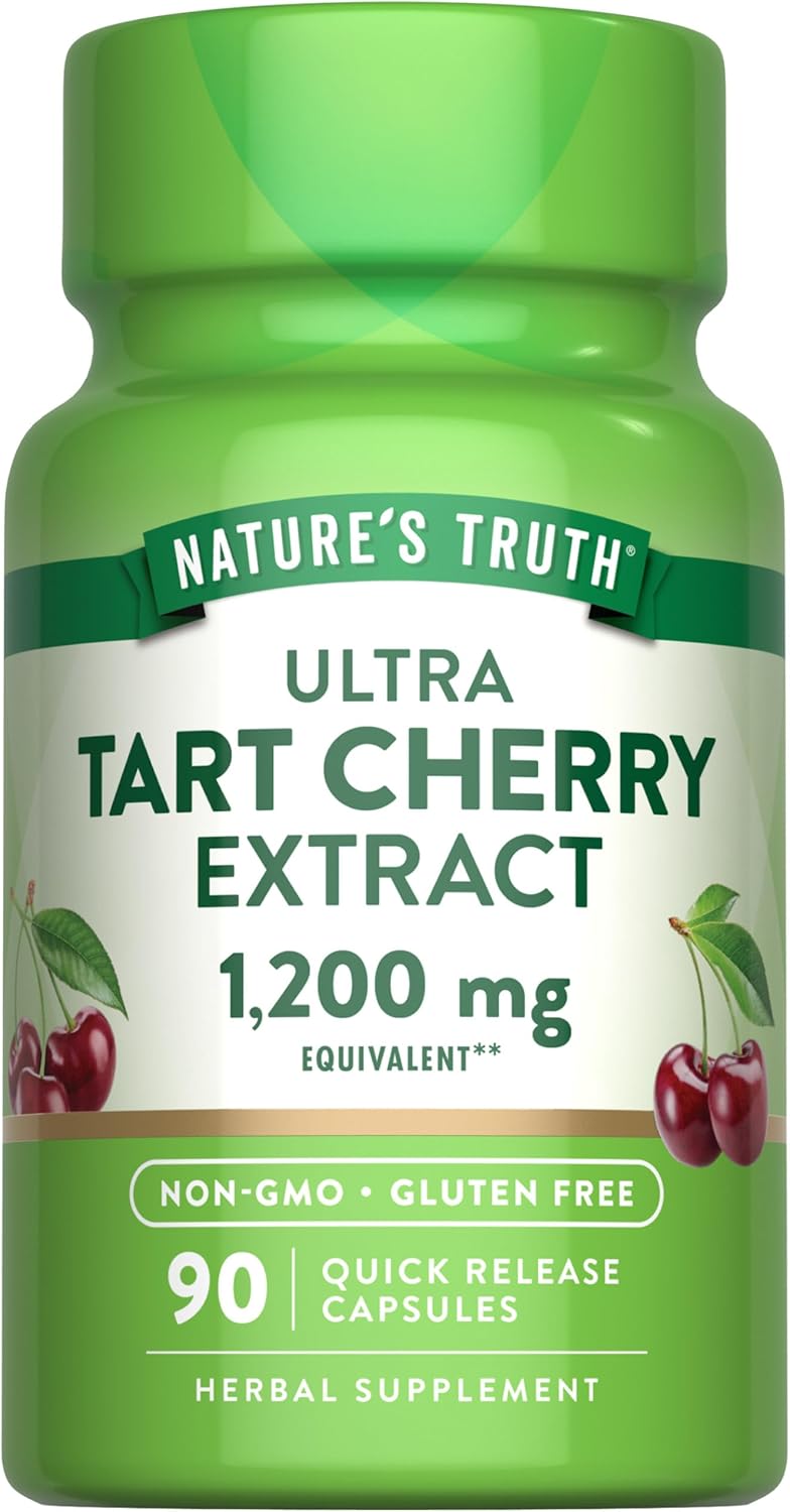 Nature’s Truth Tart Cherry Extract Capsules | 1200 mg | 90 Count | Non-GMO & Gluten Free Supplement Nature’s Truth Tart Cherry Extract Capsules | 1200 mg | 90 Count | Non-GMO & Gluten Free Supplement