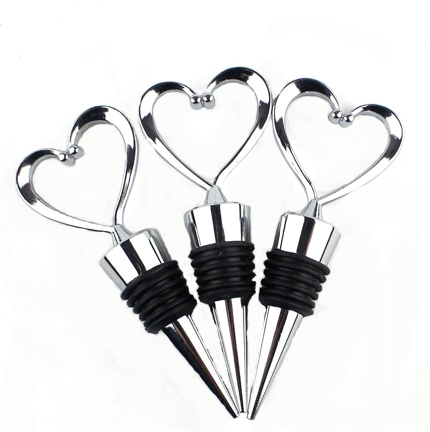 3 PCS Stainless Steel Love Design Heart Shape Wine and Beverage Bottle Stoppers