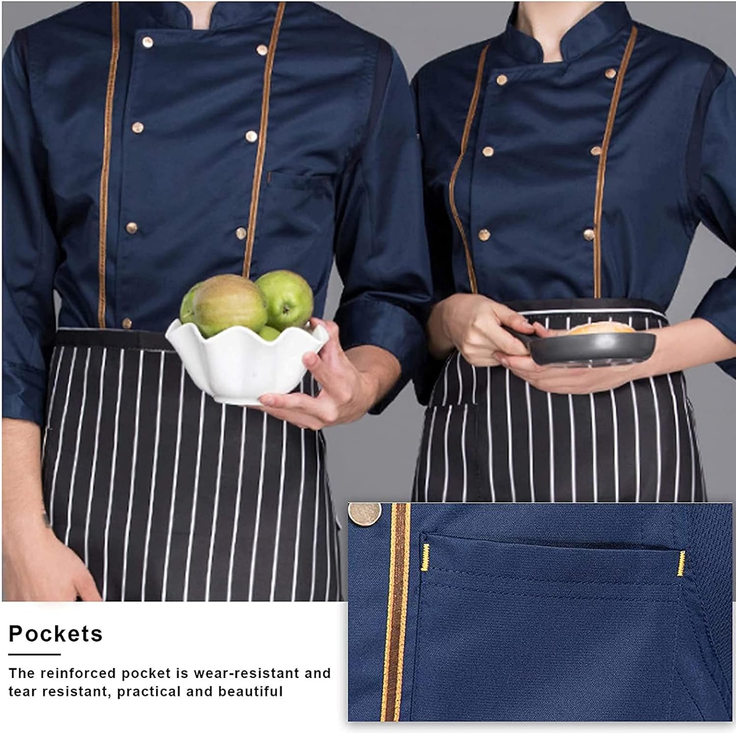 Chef Coat, Unisex Kitchen Hotel Chef Uniform Bakery Food Service Cook Long Sleeve Shirt Breathable Double Breasted Chef Jacket Clothes(Red_D(2XL))