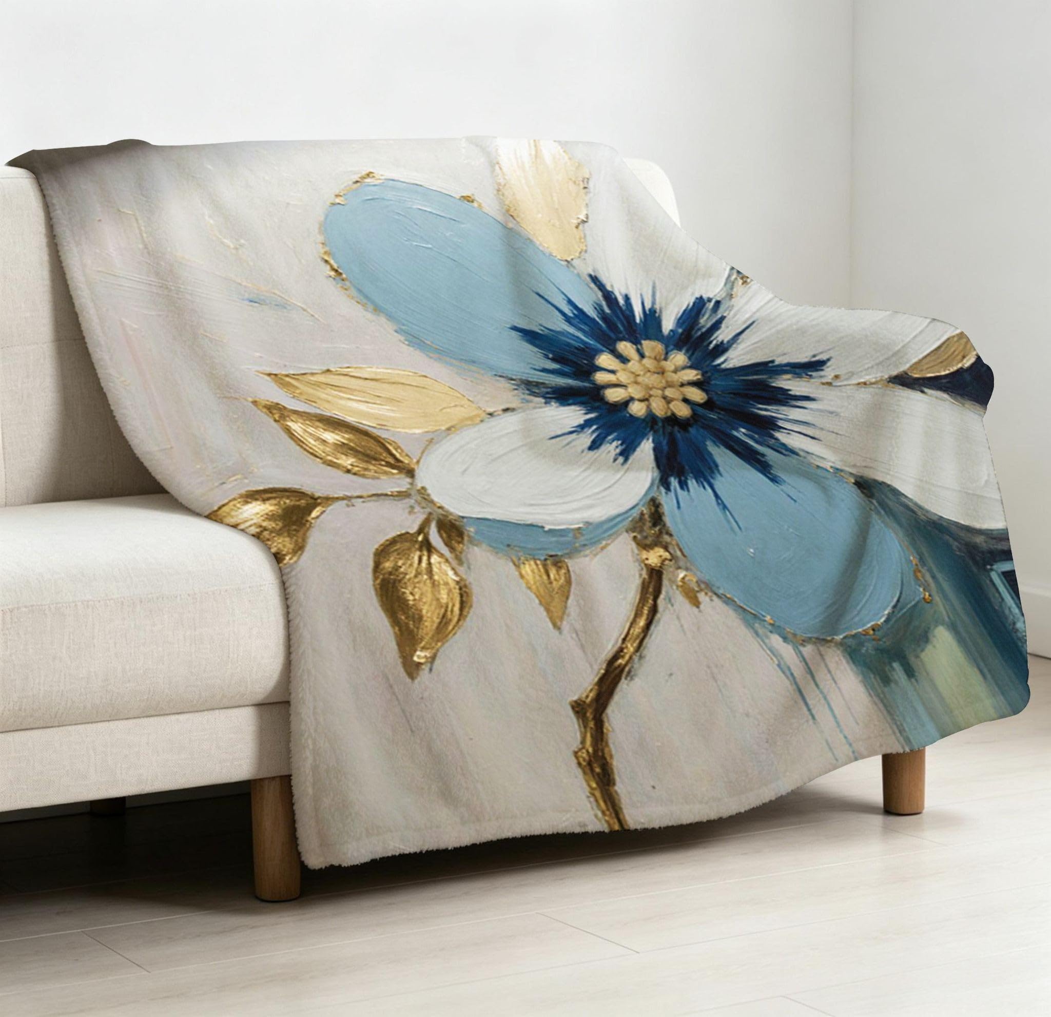 Coperta Pile Matrimoniale 240x260 cm Quadro Blu, Coperta XXL Super Morbida Multiuso Come Copriletto o Plaid da Salotto, Calda e Leggera, Protezione dal Freddo, AW7134