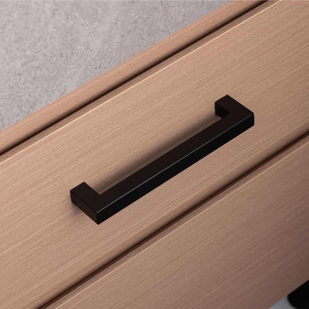 Stahlia 20 x Möbelgriffe Schwarz matt Lochabstand 480mm Edelstahl Schrankgriffe Küchengriffe Schrankgriffe Stangengriffe eckig Wohnzimmer Möbel Bad Möbel Schrank Profil: 15x15mm inkl. Schrauben