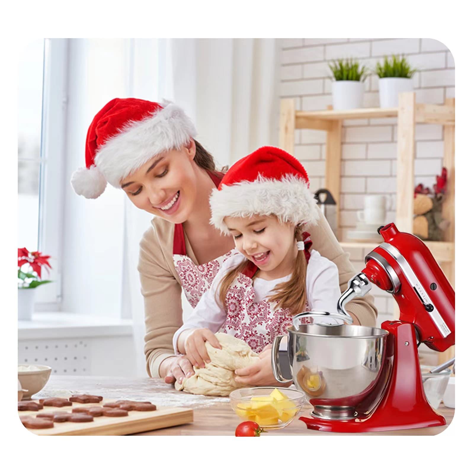 Gancio spirale per impasto per KitchenAid 4,5 e 5 quarti con testa inclinabile, Acciaio inossidabile, Accessori per mixer KitchenAid
