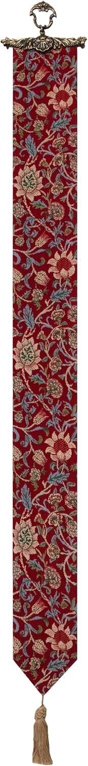 C Charlotte Home Furnishings Inc Fleurs De Morris (Red) I Tapestry Bell Pull - 6 in. x 42 in. Cotton/Viscose/Polyester by William Morris