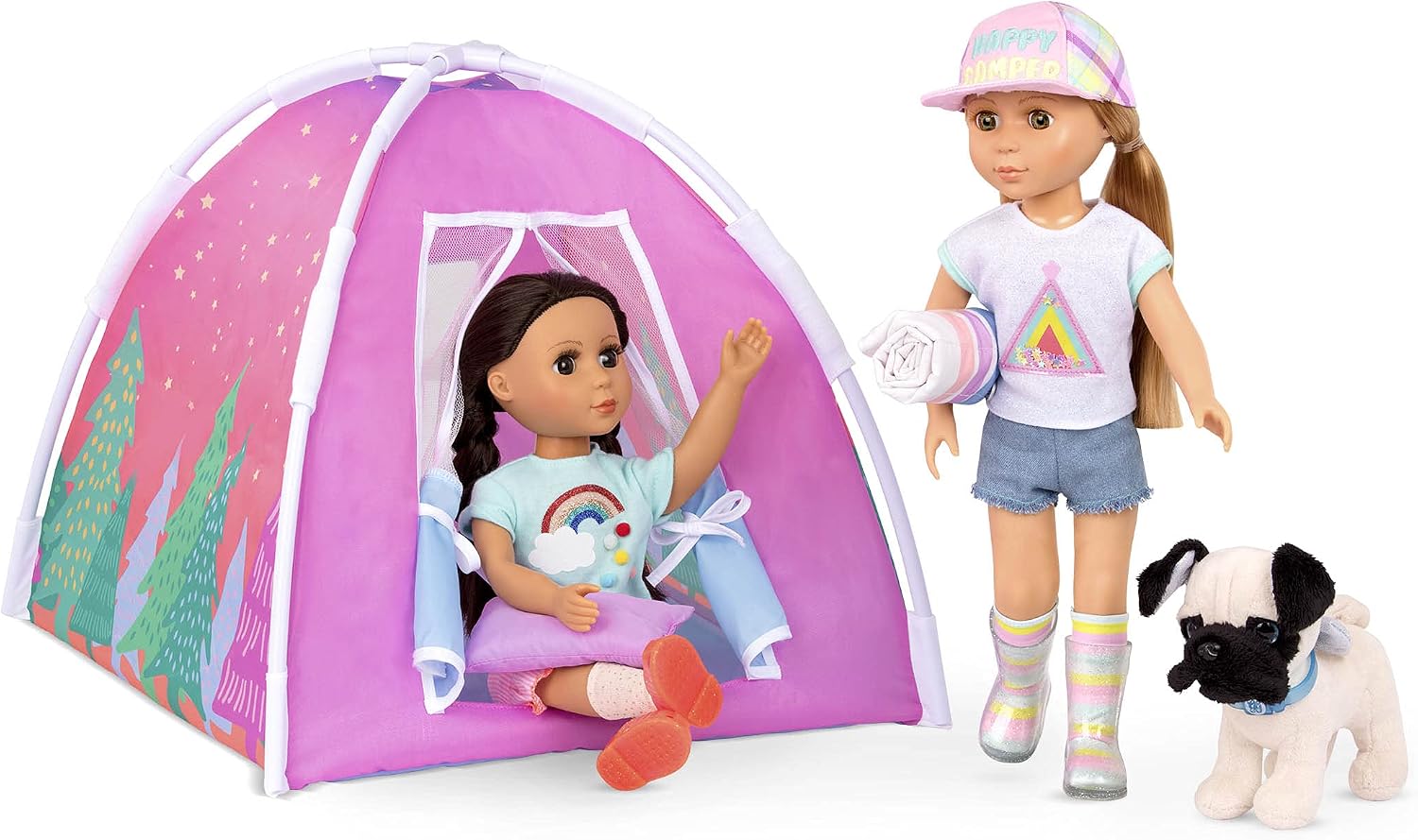 Glitter Girls, 14-Inch Doll Accessories, Camping Set, Colorful Play Tent & Rainbow Sleeping Bag with Pillow - Image 3