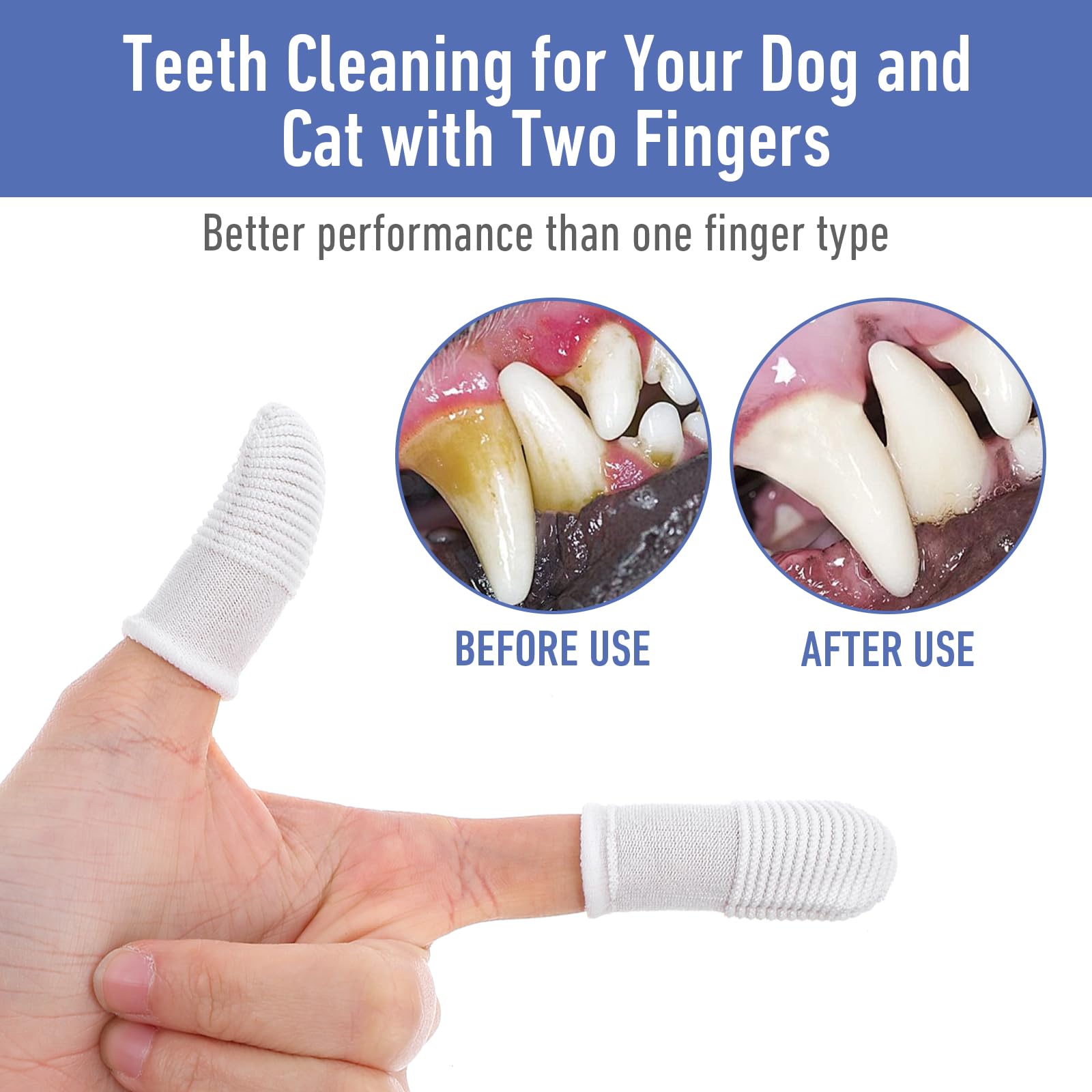 Haustier Zahnpflegeset Hundezahnbürsten Set 60 Stück weiche Fingerzahnbürsten waschbar inklusive Reinigungstüchern für die Zahnpflege von kleinen Hunden Katzen Welpen und Kätzchen zu Hause - 5