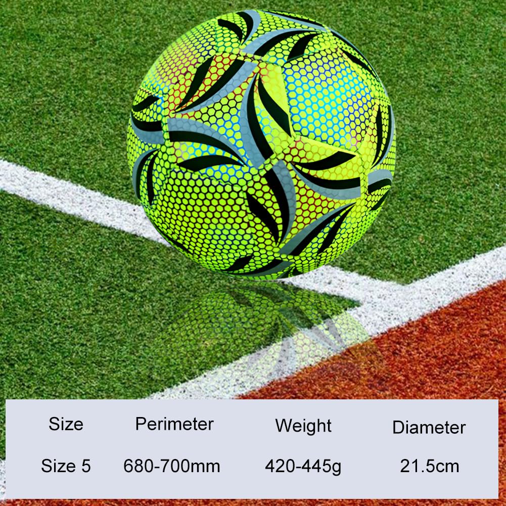 Größe 5 Fußball Leuchten im Dunkeln,Komplettset mit Pumpe,Leuchtender Fußball für Nachtspiele,Kinder,Erwachsene