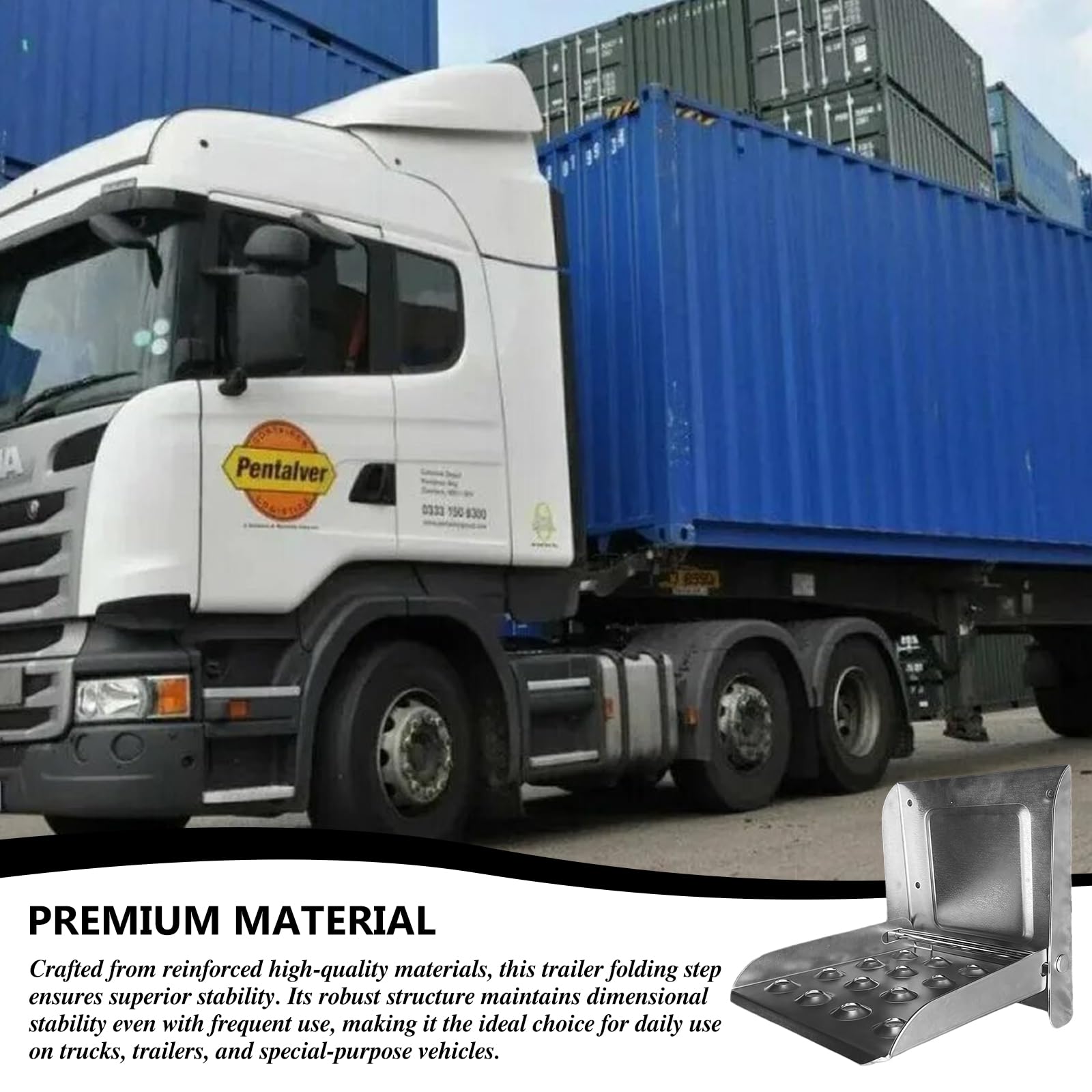 Pedana pieghevole per camion, pedana pieghevole per rimorchi, pedana pieghevole fino a 150 kg, zincata, scaletta pieghevole per accessori per furgone, roulotte, roulotte, rimorchio, supporto per
