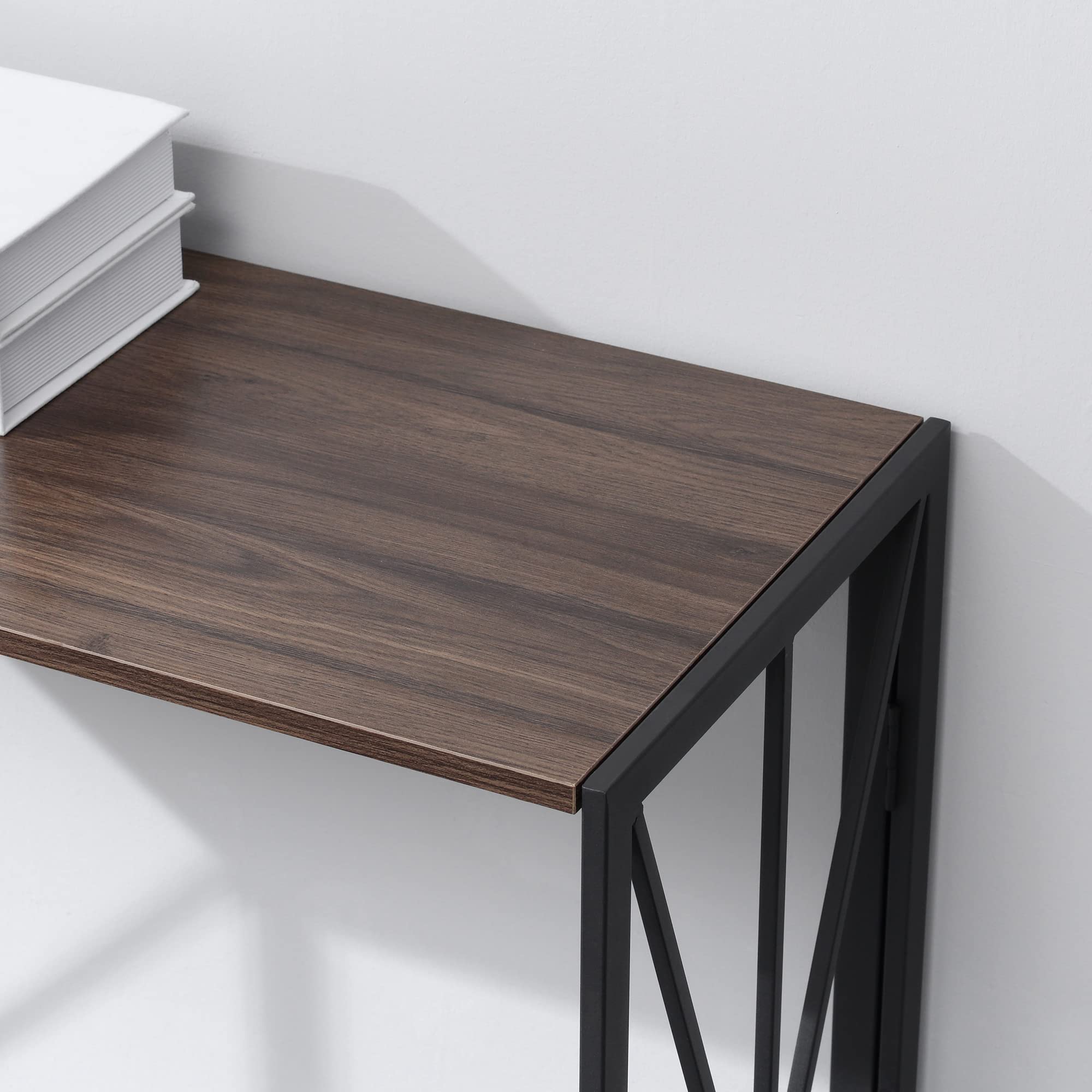 HOMCOM Tavolo Consolle da Ingresso in Stile Industriale, Tavolino Pieghevole Salvaspazio in Legno e Metallo, 100x38x80cm, Marrone