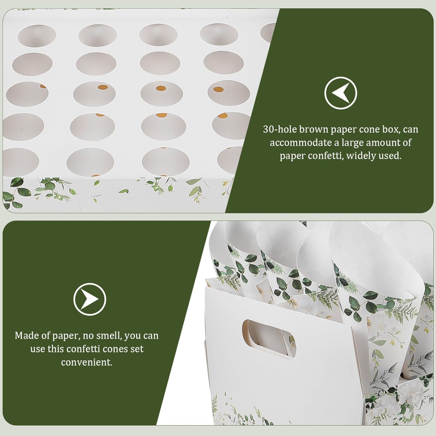 Didiseaon 1 Set dried flower holder Confetti Holders wedding party favors charcuterie cones confetti cones petal cone waffle cones flower bouquet cones decorate Paper conical white