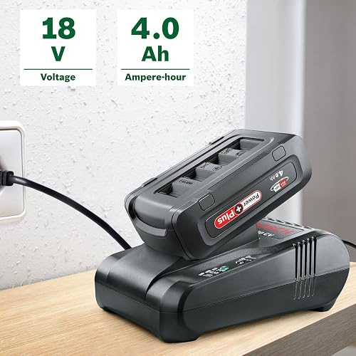 Bosch Home and Garden Bosch Pacco Batteria PBA 18V 4.0 Ah PowerPlus (1 Batteria 18 V 4.0 Ah, Sistema da 18 V, in Confezione di Cartone), 18 V - 4
