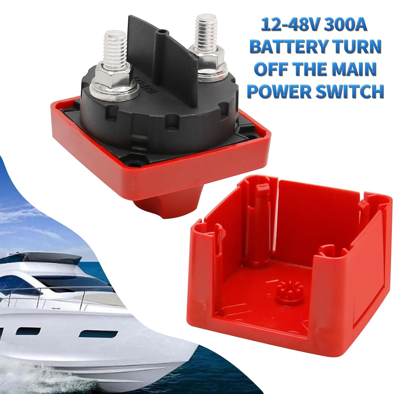 Battery Switch 12-48V Power Cut Master Switch Master Battery Disconnect Switch for Car Vehicle RV and Marine Boat (On/Off) (Red)