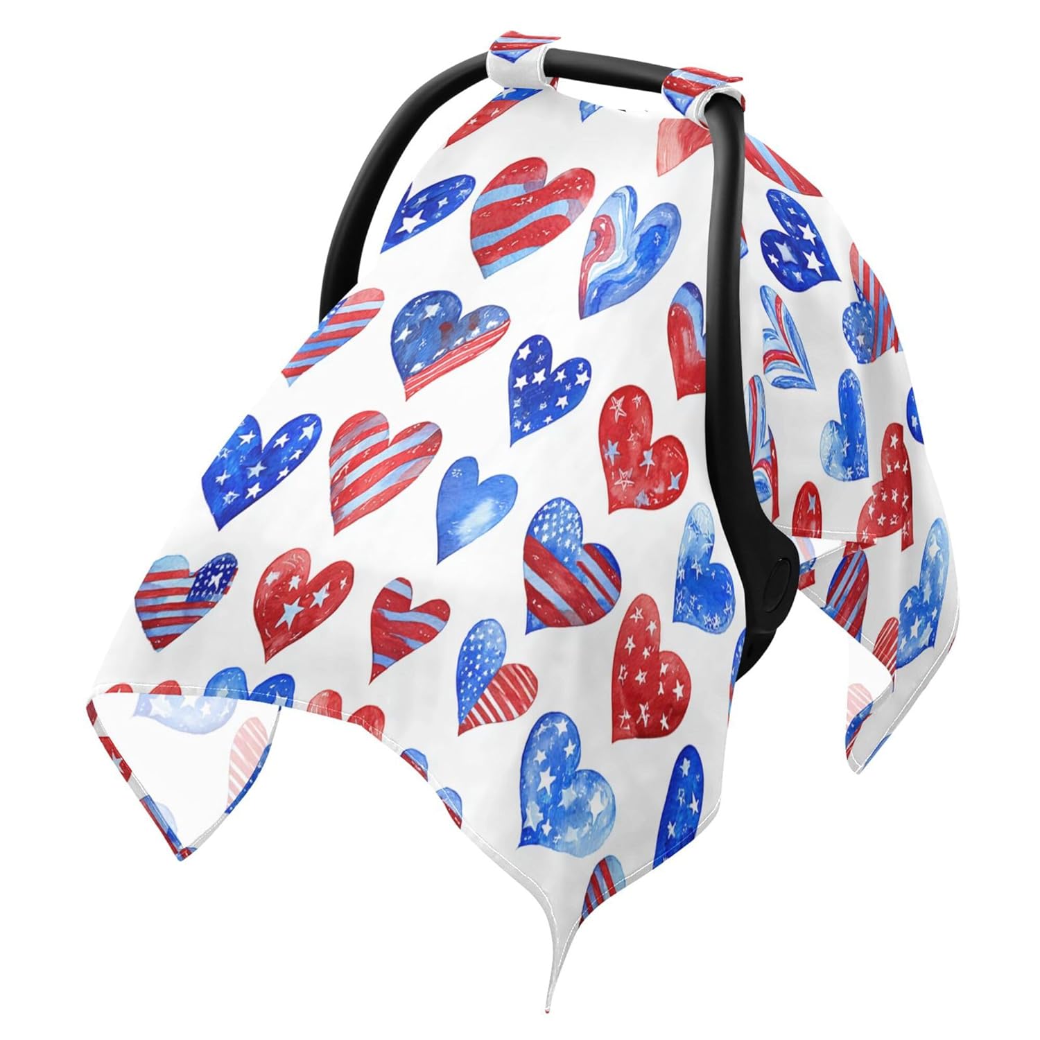 American Flags Hearts Pattern Car Seat Cover Baby Breathable Soft Infant Carseat Covers Canopies Babies Carrier Covers for Girl Boy