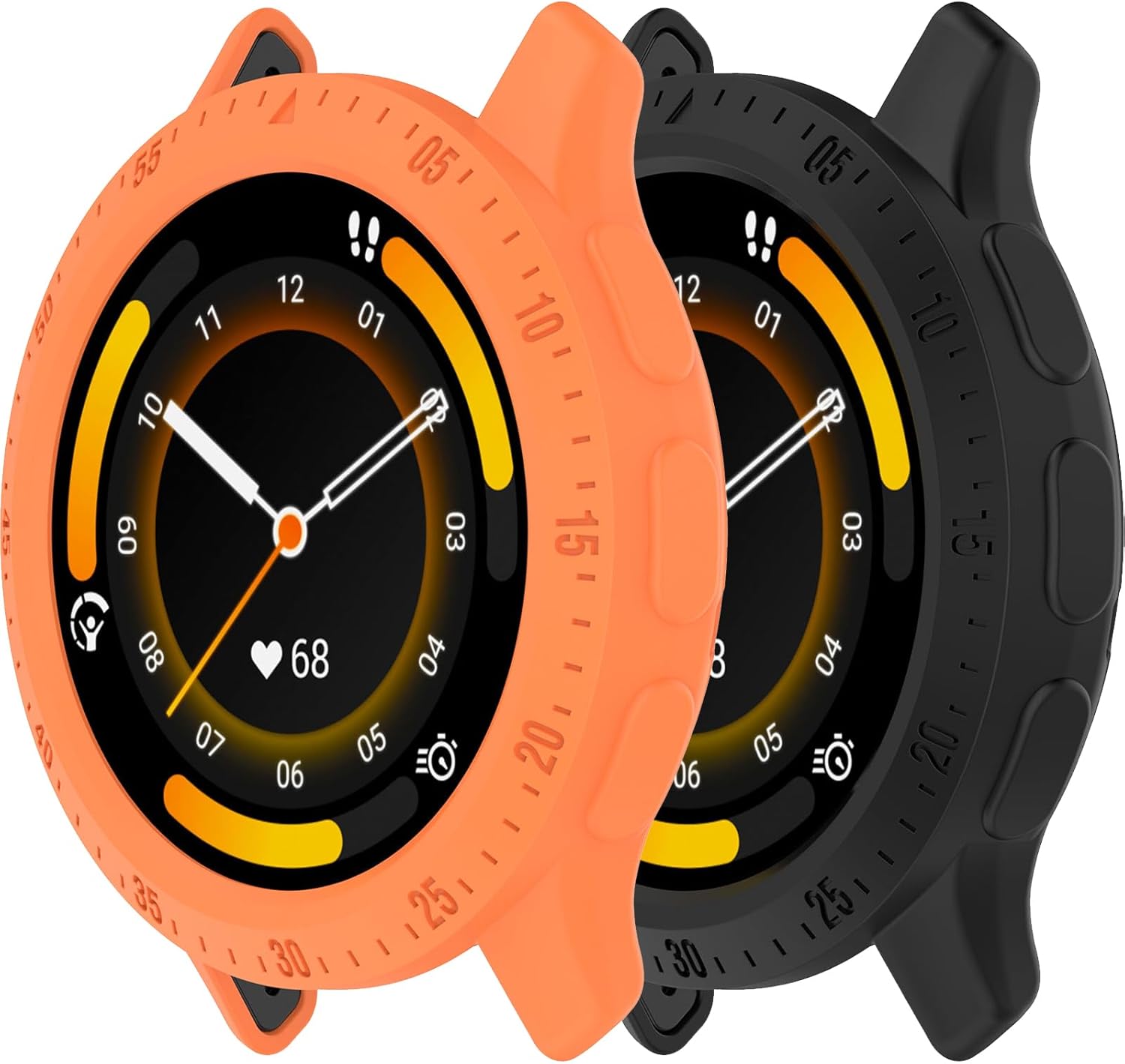 Chofit Intended for Garmin Venu 3 Case Flexible TPU Rugged Shock Proof Bumper Frame Protective Shell for Garmin Venu 3 Cover Smartwatch Accessories (Black&Orange)