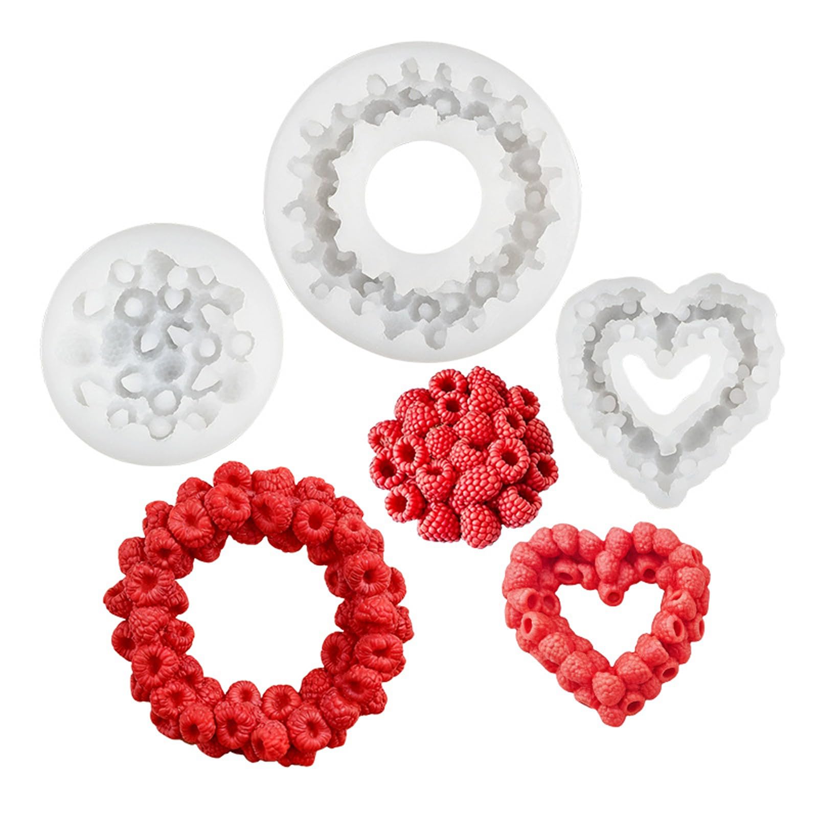 Generico Stampo in Silicone a Tema Lampone con Fascino per Creare bellissime Decorazioni e Regali Stampo in Silicone a Forma Cuore Lampone