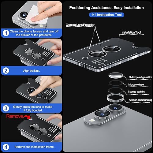 Miniatura 24 de WSKEN Protector de lente de cámara para Samsung Galaxy S24 Ultra, vidrio templado 9H ultra delgado resistente a los arañazos con círculo de aluminio