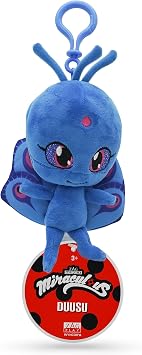 Miraculous Ladybug - Kwami Lifesize Duusu, 5-inch Peacock Plush Clip-on Toys for , Super Soft Collectible Stuffed Toy with Glitter Stitch Eyes and Color Matching Backpack Keychain Wyncor M13015
