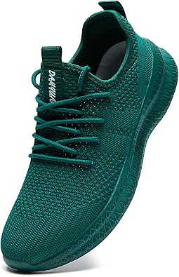 FUJEAK Womens Walking Shoes Running Tennis Sports Shoes Casual Slip on Fashion Gym Workout Sneakers Non Slip Athletic Dark Green Size 10