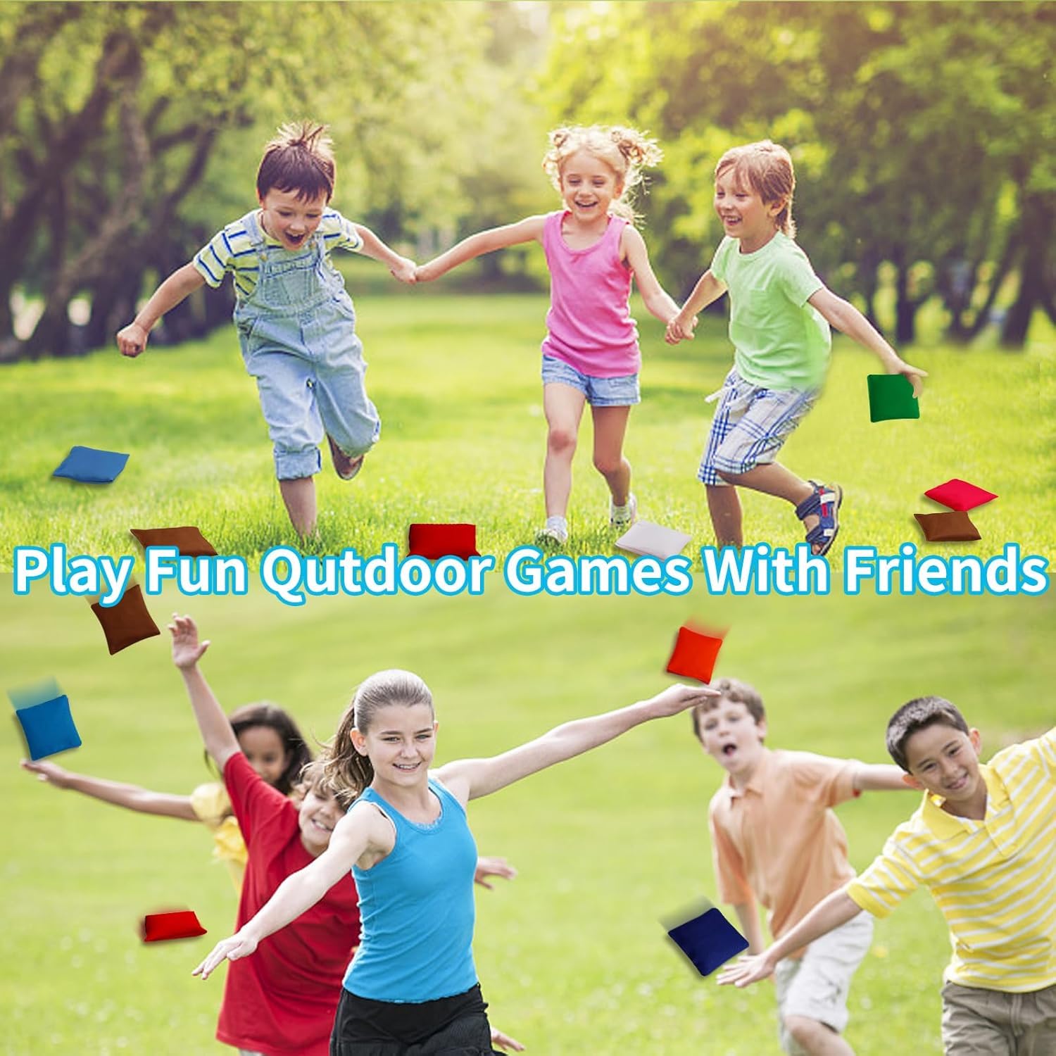 32 Stück Cornhole Säckchen, 8 × 8 cm Nylon Wurfsäckchen – Mini Bean Bags für Tossing, Kinder Outdoor Spiele, Familie & Party