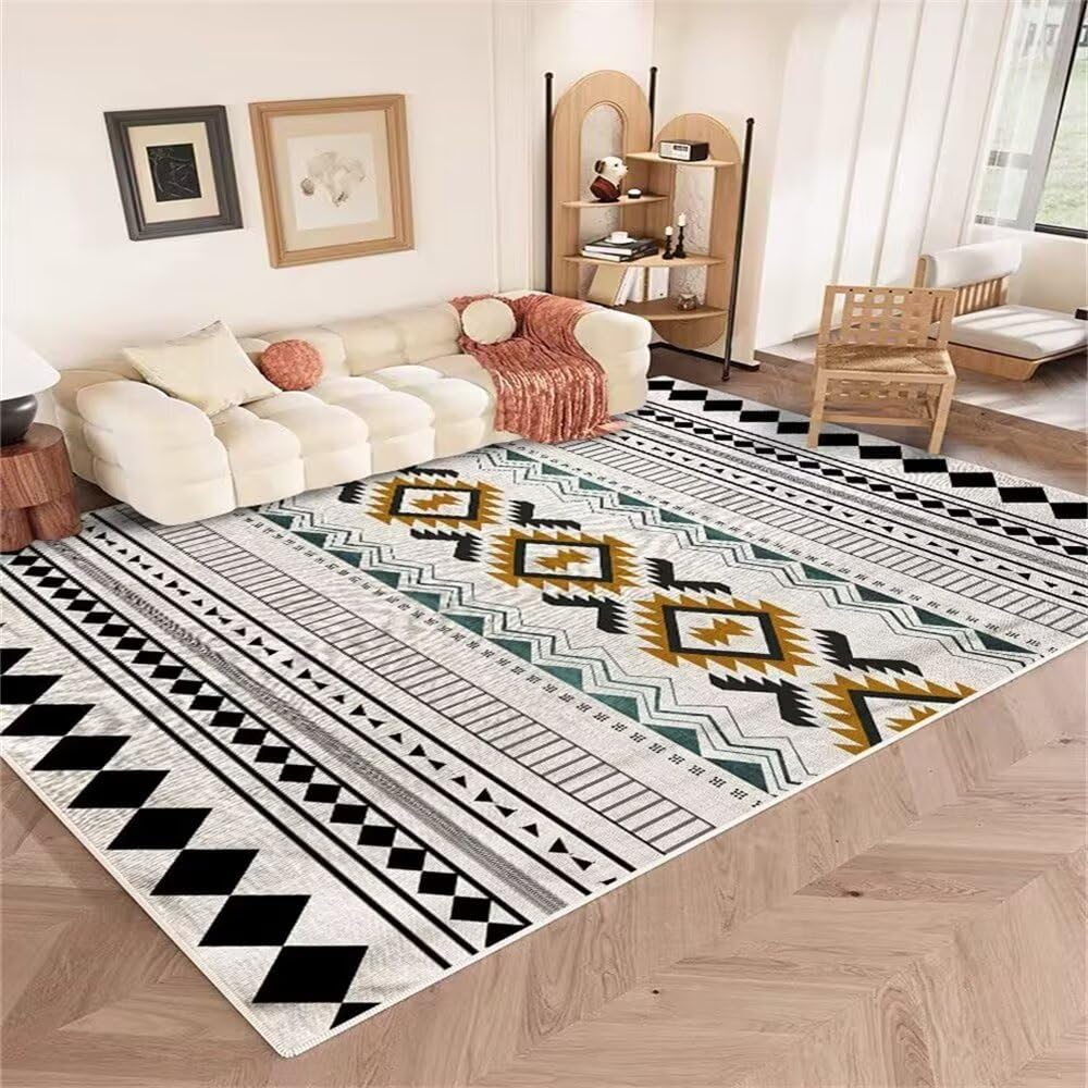 Tapis de balcon extérieur gris géométrique 100x200cm pour protection sol de bureau