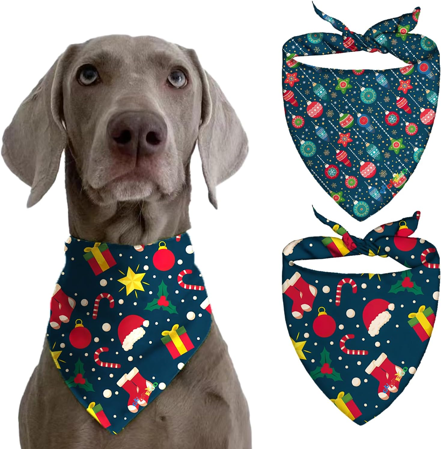 Reversible Dog Scarf 3D Bandanas - Popular Christmas Pattern for Large Dogs, Small & Medium Breeds, Boys & Girls