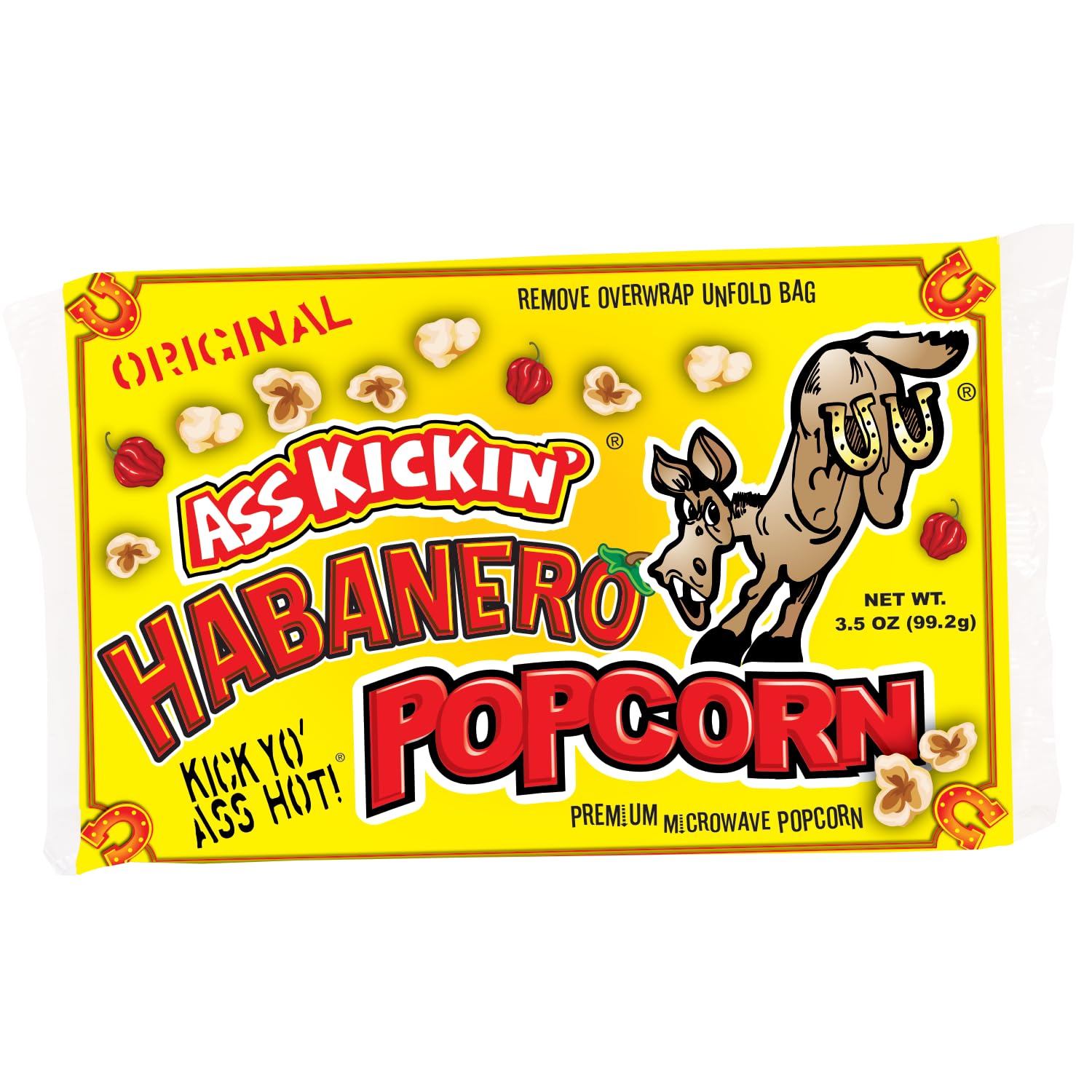 ASS KICKIN' Habanero Microwave Popcorn Bags - 6 Pack - Ultimate Spicy Popcorn Gourmet Gift - Makes a Great Movie Theater Popcorn or Snack Food for Movie Night