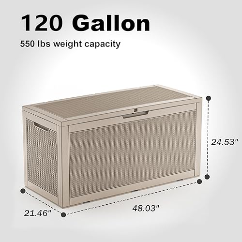 Vista 39 de EasyUp Caja de almacenamiento para exteriores de 230 galones, impermeable, resistente a los rayos UV, con varilla hidráulica, estabilidad reforzada