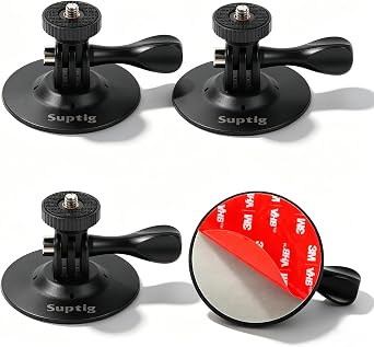Suptig Helmet Mount Flexible Adhesive Sticky Compatible for Gopro Hero 13 12 11 10 9 8 7 6 5 4 3, DJI osmo, Insta 360, Akaso to Motorcycle Helmet Mount, Car, Dashboard, Motorcycle4 Pack