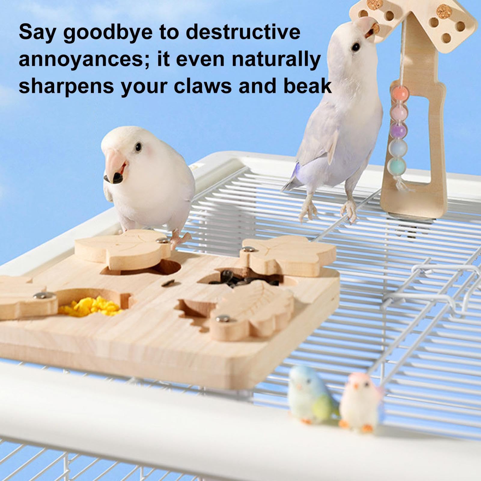 Bird Puzzle Feeder | Interactive Boredom Relief Toy, Wooden Foraging Board Encouraging Slow Eating Mental Stimulation Parakeet Cockatiel African Grey Conure Enrichment Accessory - image 2