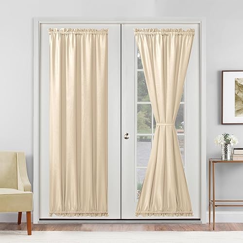 Miniatura 253 de Hiasan Cortinas para ventana de puerta delantera, bolsillo para barra, cortina de privacidad semitransparente para puerta francesa, 1 panel