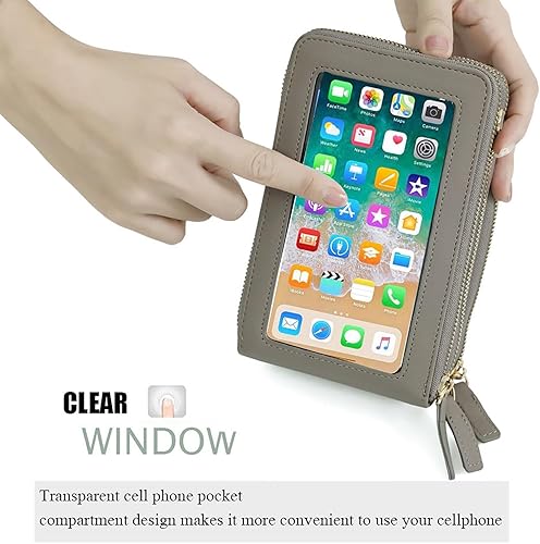 Miniatura 2 de myfriday Bolso cruzado con pantalla táctil para teléfono para mujeres, bolso de hombro pequeño para teléfono celular con bloqueo Rfid con 2 correas