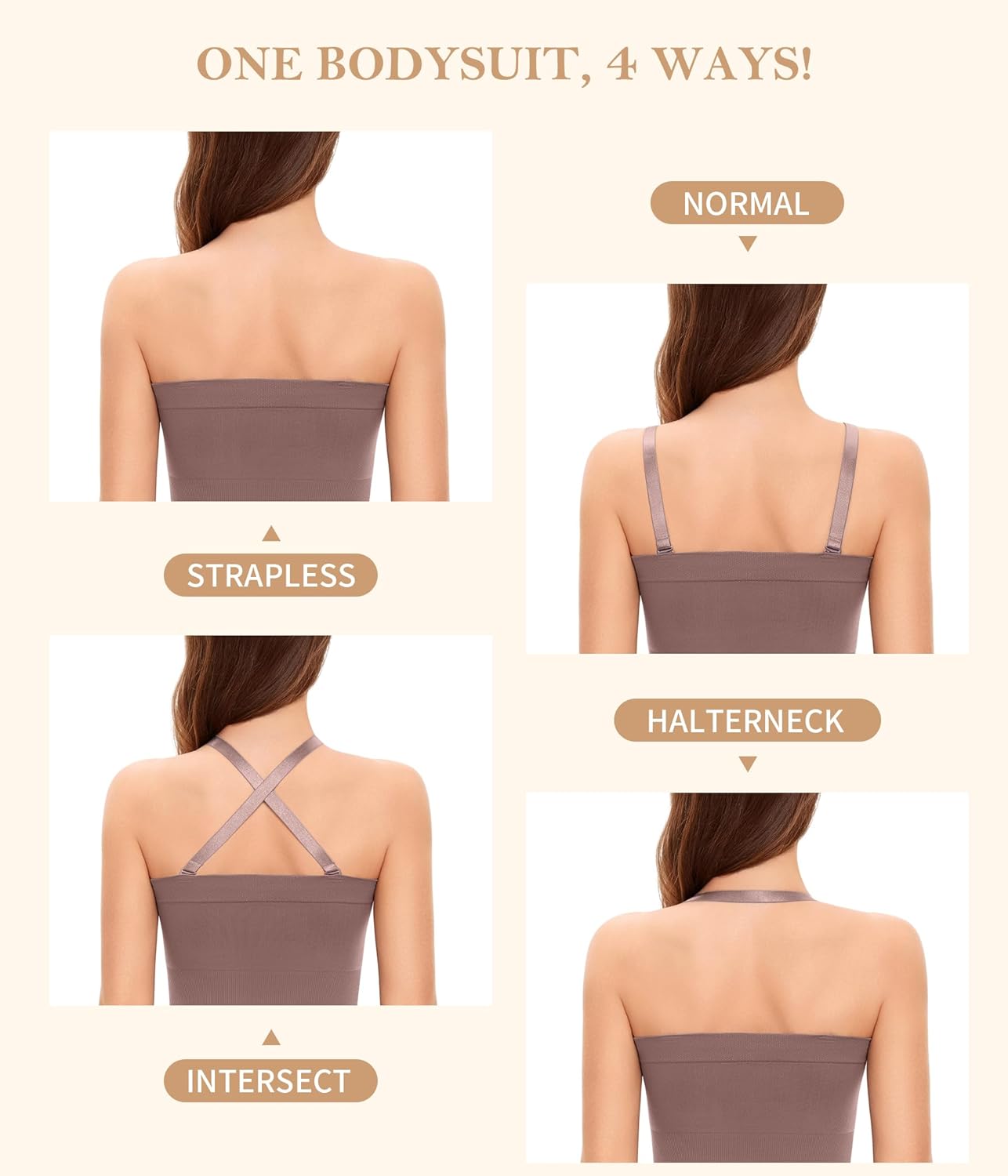 Irisnaya Strapless Shapewear Bodysuit for Women - Thong Bodysuit Tummy Control Tube Top Body Suits with Removable Strap - Image 3